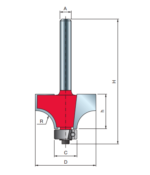 ΚΟΠΤΙΚΟ ΣΤΡOΓΓΥΛΙ  FREUD D44 h22,2 H64,72 A8 C12.7 R15,8 Rouding over bits 34-12708P